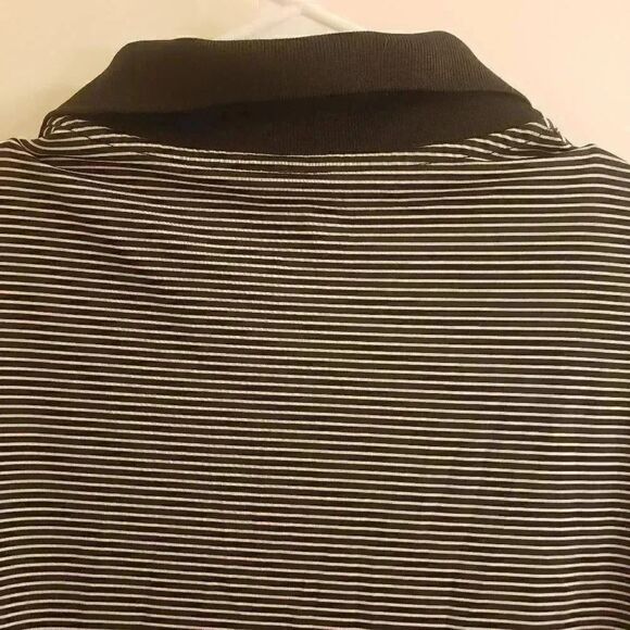 Grand Slam Golf Men's Black/White Striped Short Sleeve Polo Shirt - Picture 6 of 9